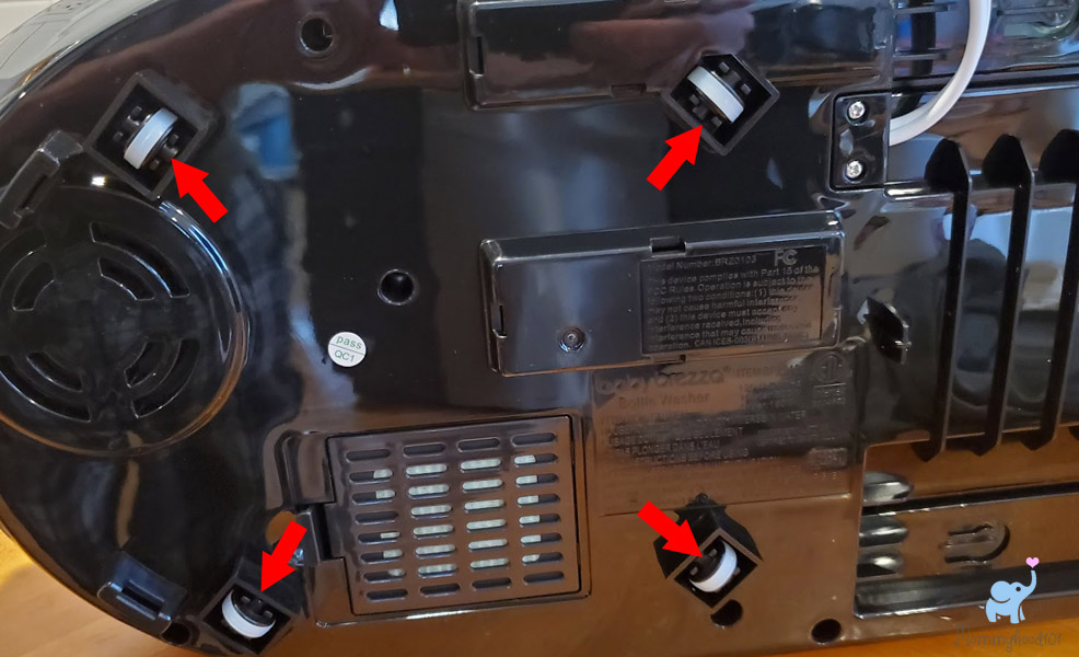 convenient wheels on bottom of the baby brezza bottle washer pro