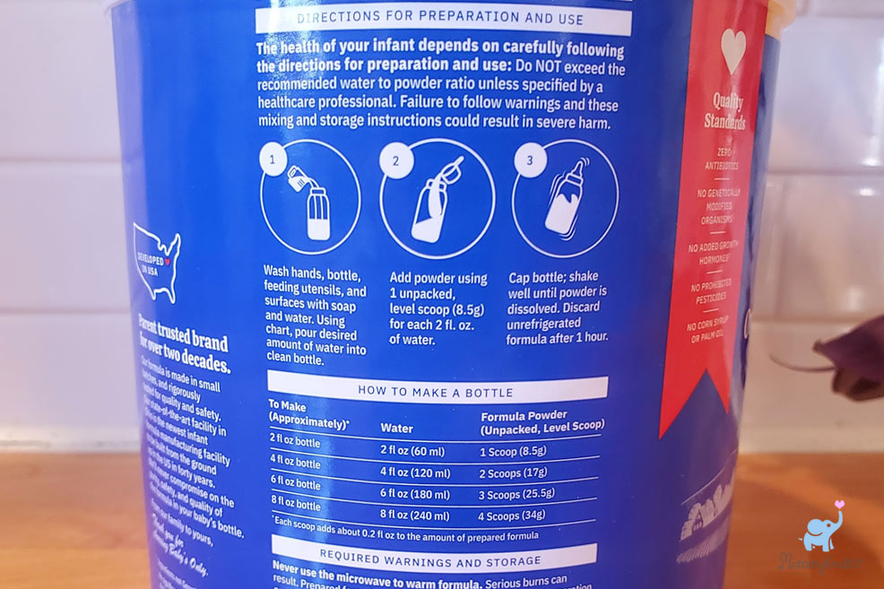 preparation instructions for the babys only infant formula