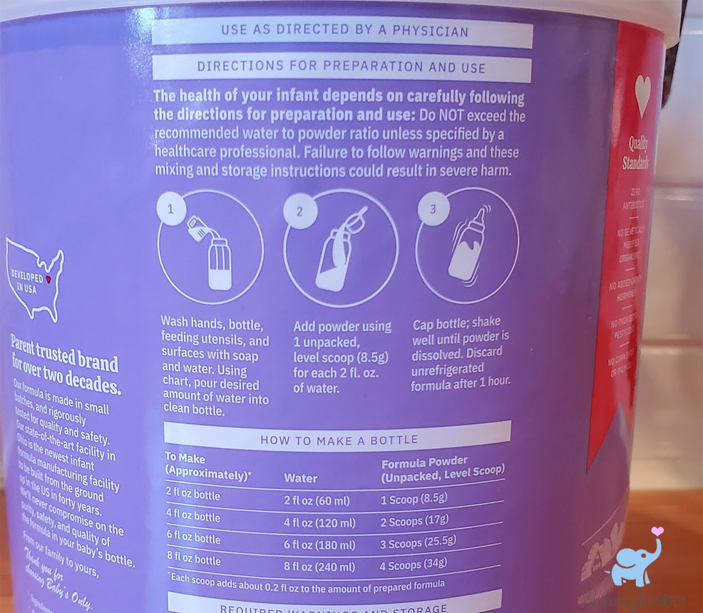 preparation instructions for the babys only gentle a2 milk infant formula