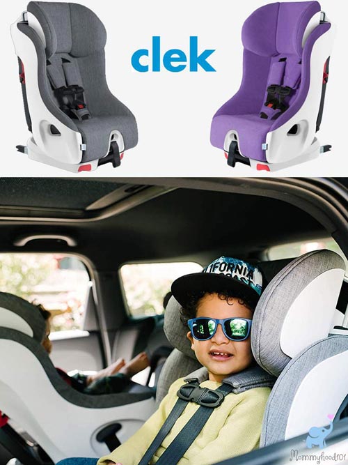 Clek Foonf Convertible Car Seat two children sitting in clek foonf car seats one installed forward facing and one rear facing