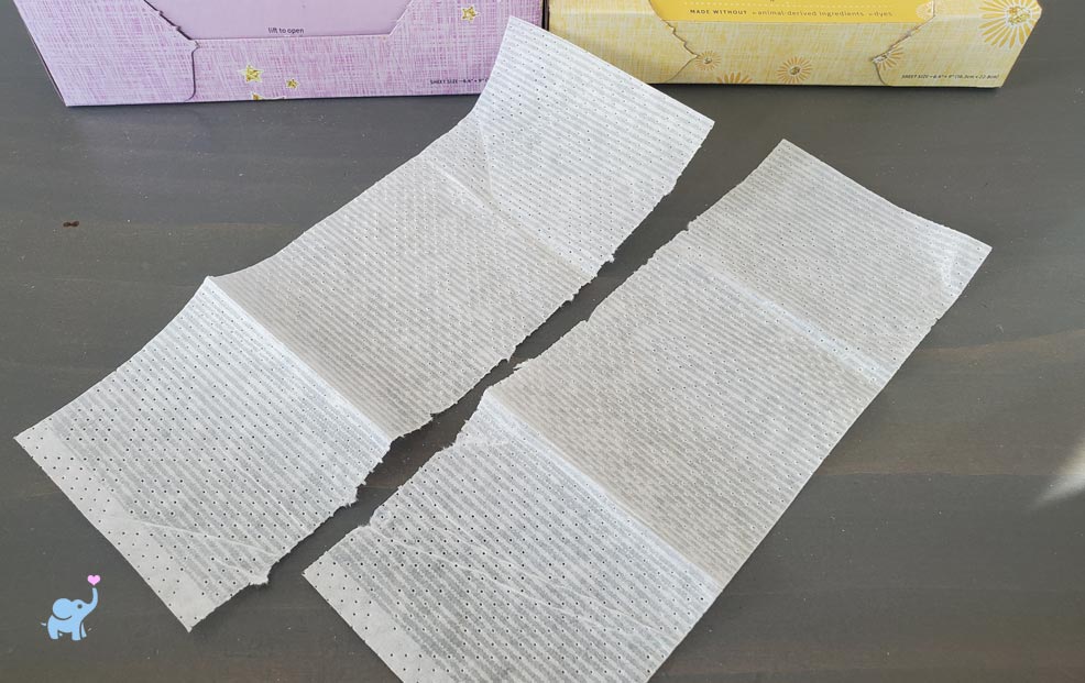 grab green dryer sheets ripped in half