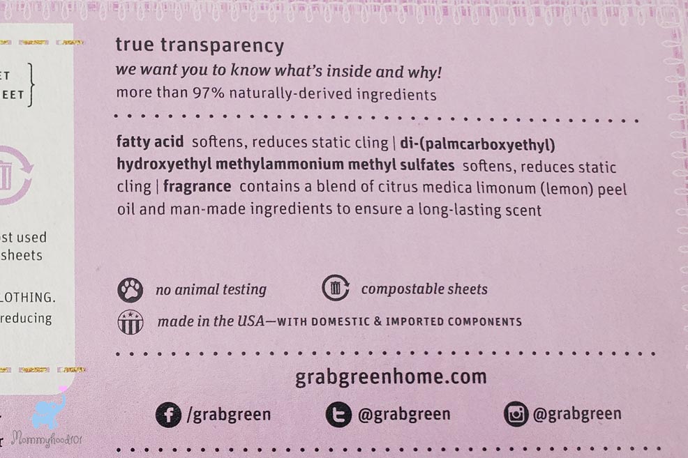 grab green dryer sheets baby dreamy rosewood
