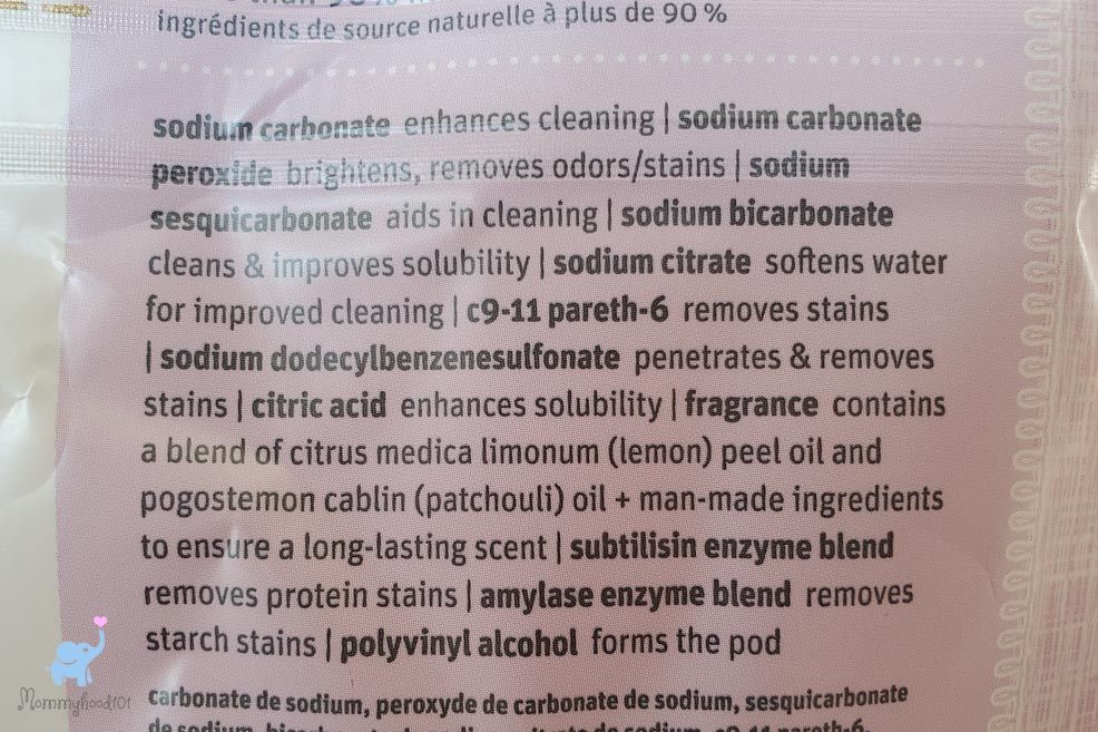ingredient list of grab green rosewood laundry detergent pods
