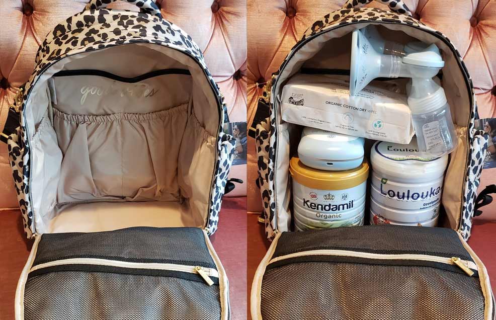 loading up the main pocket of the itzy ritzy dream diaper bag