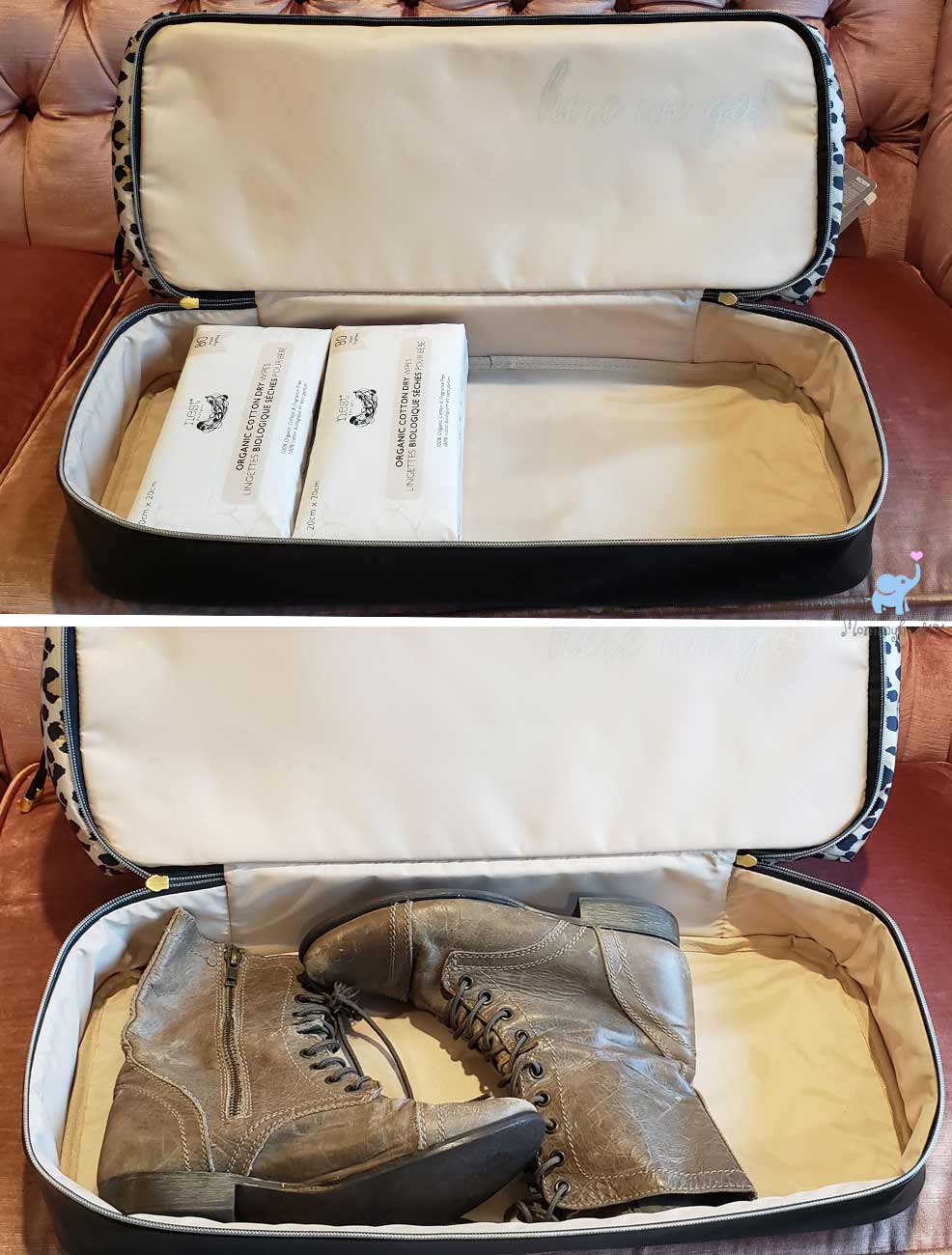bottom storage area of the itzy ritzy dream weekender diaper bag