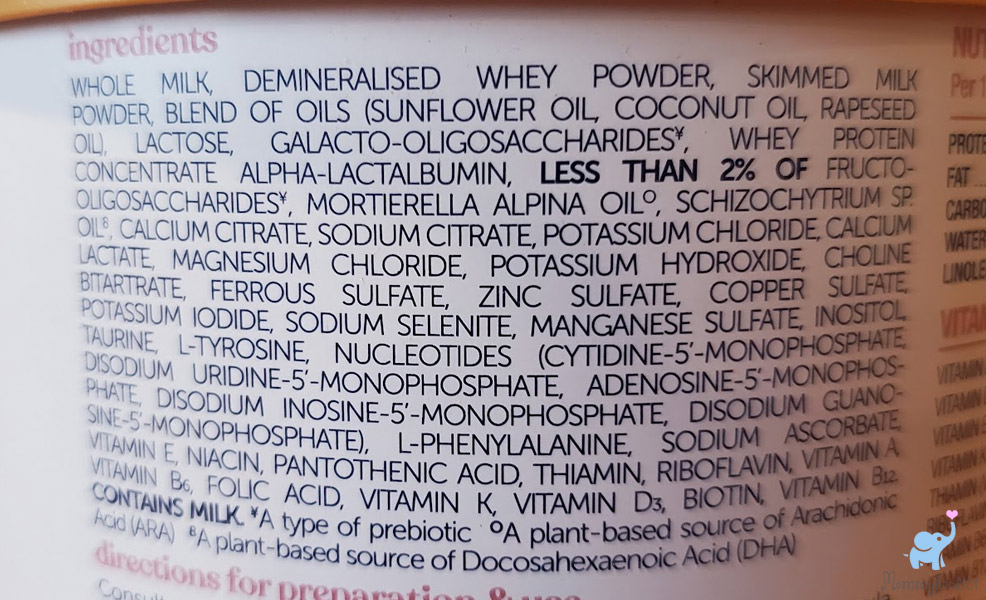 kendamil infant formula ingredients
