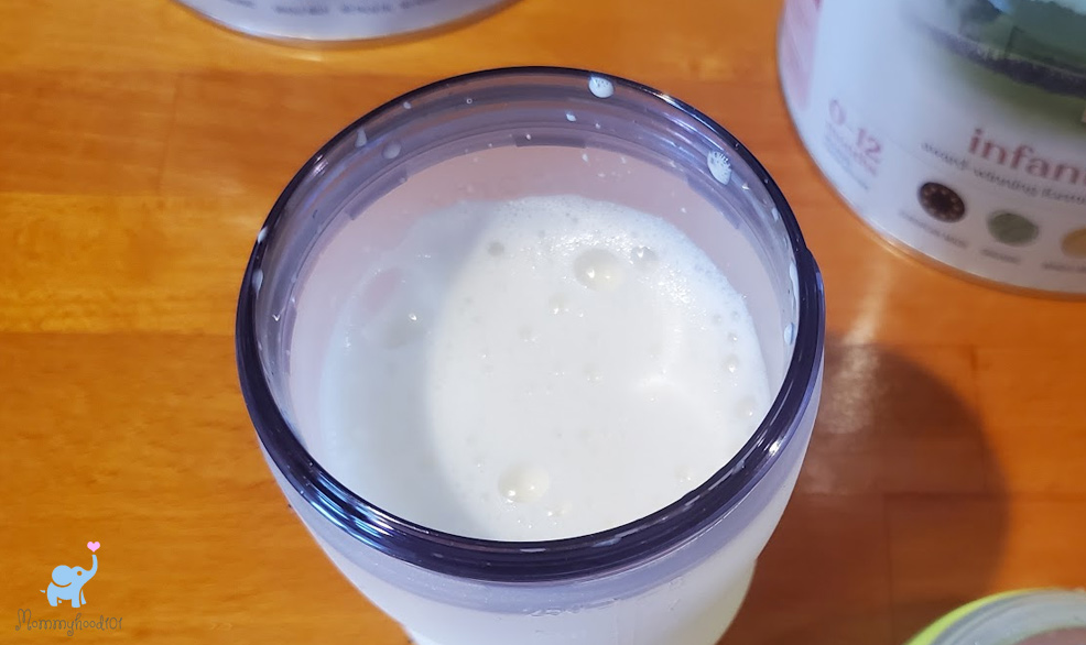 prepared bottle of kendamil organic formula