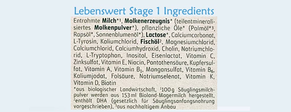 lebenswert stage 1 formula ingredients
