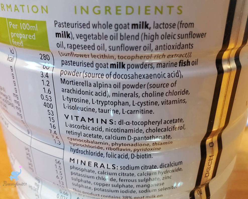 nannycare goat stage 2 formula ingredients