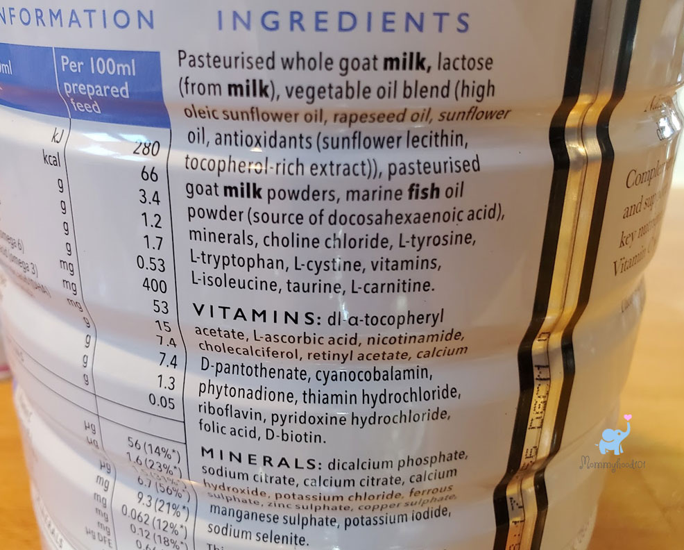 nannycare goat stage 3 formula ingredients