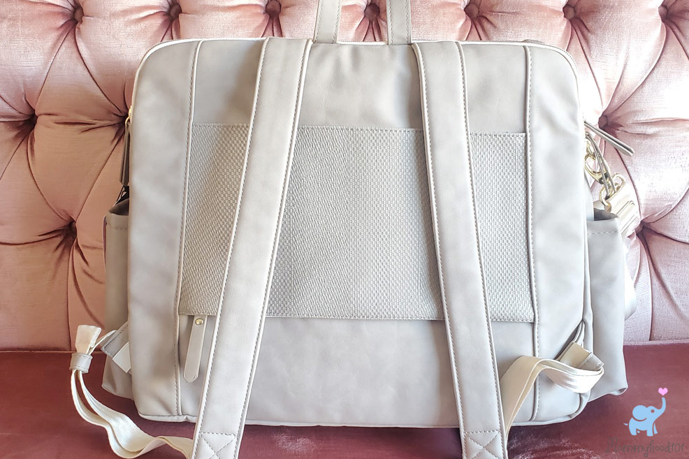 shoulder backpack straps on the petunia pickle bottom boxy deluxe diaper bag